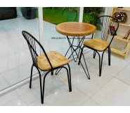 Bộ bàn ghế cafe chân sắt mặt gỗ