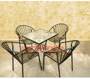 Bộ bàn ghế quán cafe sân vườn, sân thượng ghế sắt bàn mặt gạch tại HCM
