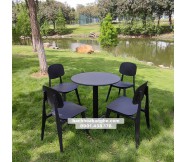 Bộ bàn tròn cafe ghế nhựa đúc sử dụng được sân vườn ngoài trời