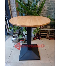 Bàn tròn cafe mặt gỗ chân sắt BS78
