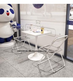 Bộ bàn ghế cafe decor trong suốt 117