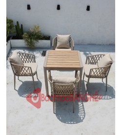 Bộ bàn ghế cafe sân vườn ngoài trời khung nhôm dây dù 205