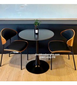 Bộ bàn ghế cafe tiếp khách sang trọng, hiện đại lưng ốp gỗ