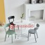 Bộ bàn tròn mặt gỗ mdf chân trụ thép ghế nhựa cafe 294