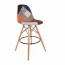 Ghế bar Eames thổ cẩm chân gỗ sồi GLM43