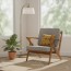 Ghế sofa đơn bọc vải xám khung gỗ tự nhiên