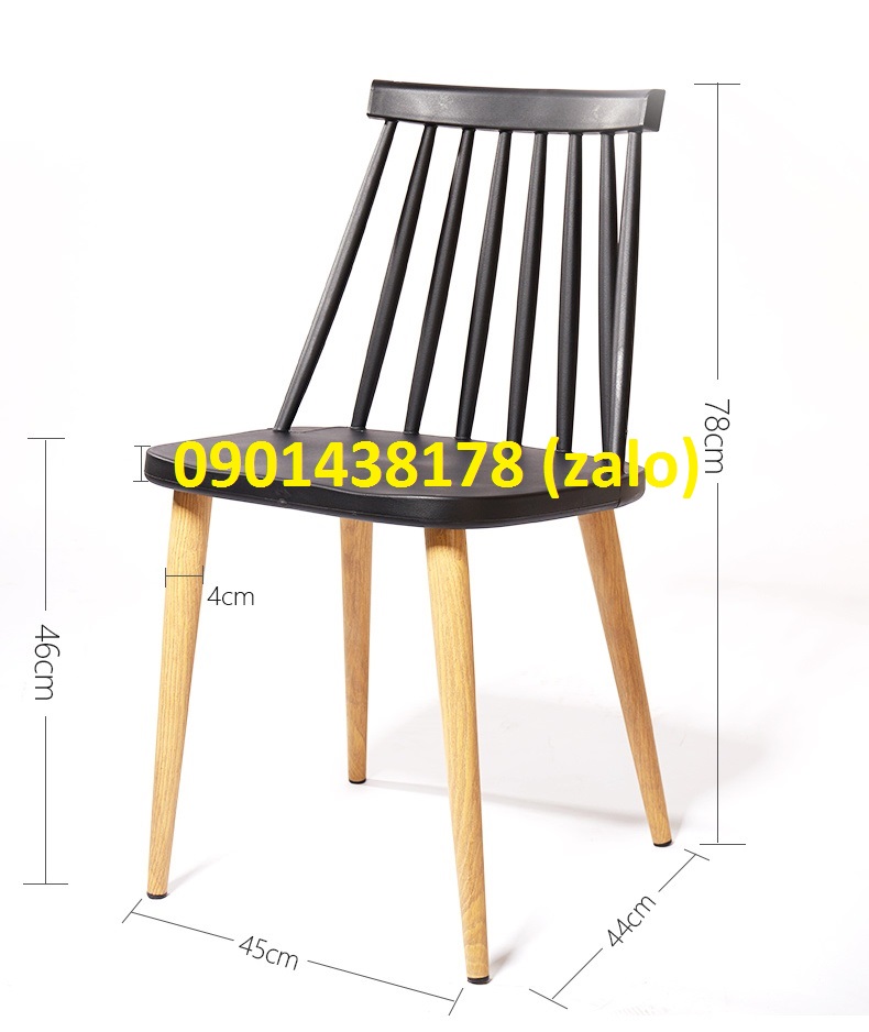 Kích thước ghế nhựa chân sắt Pinstool GLM20
