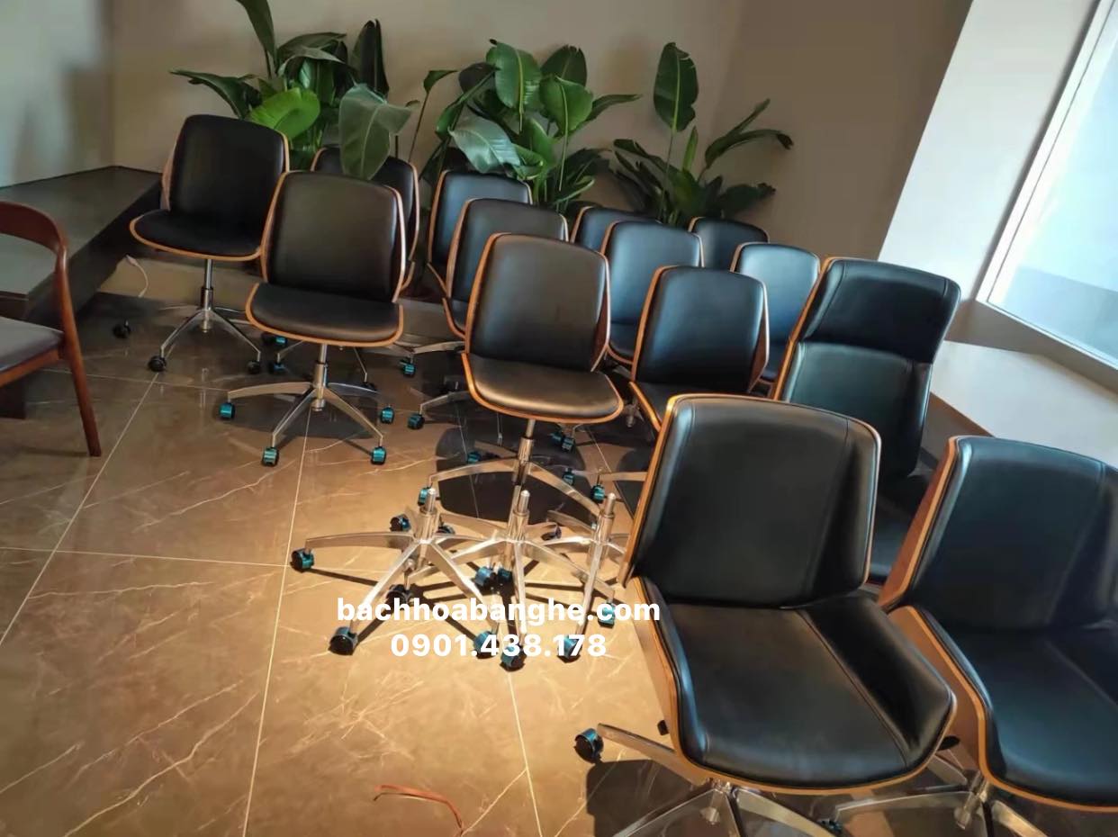 Ghế xoay văn phòng lưng ốp gỗ GH15