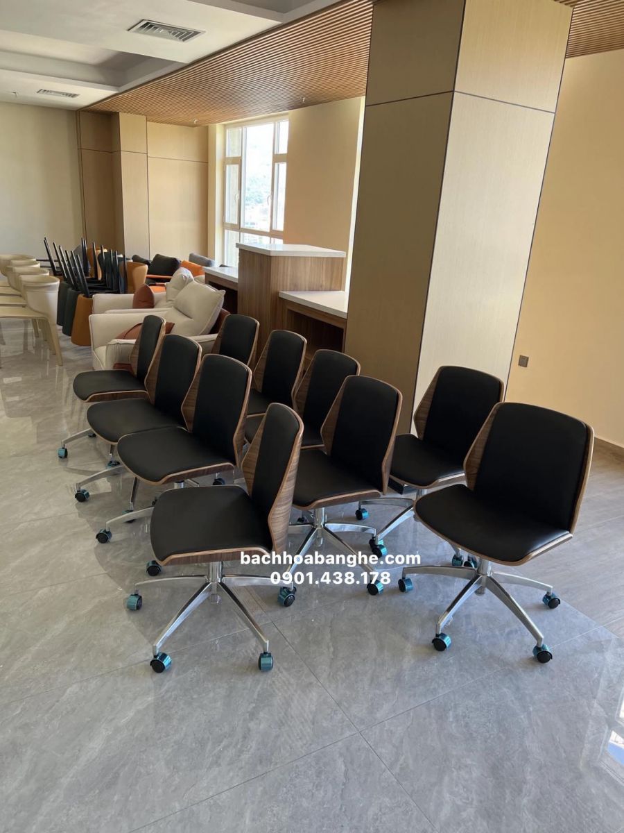 Ghế xoay văn phòng lưng ốp gỗ GH15