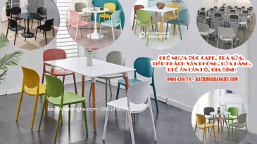 Ghế nhựa nhiều màu xinh xắn cho căn tin, quán cafe, trà sữa, nhà hàng, căn hộ