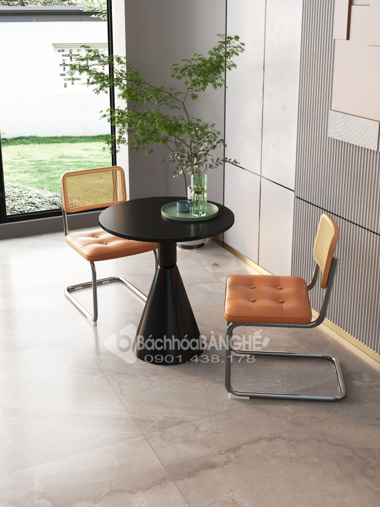 Bàn tròn cafe decor tiếp khách mặt gỗ MDF BM03