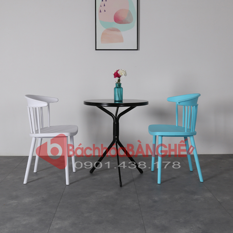 Bộ bàn ghế cafe tiếp khách bàn thép ghế nhựa 255