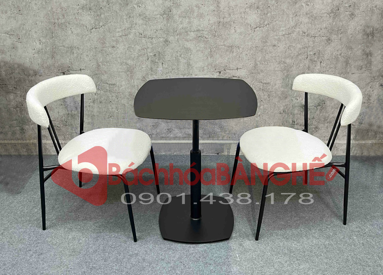 Bộ bàn ghế cafe bàn sắt ghế sắt nệm vải 250