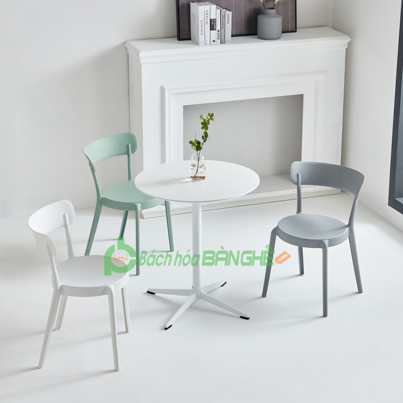 Bàn tròn cafe decor tiếp khách mặt gỗ MDF BM05