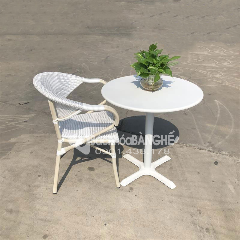 Bàn tròn cafe thép carbon sân vườn ngoài trời BSV26