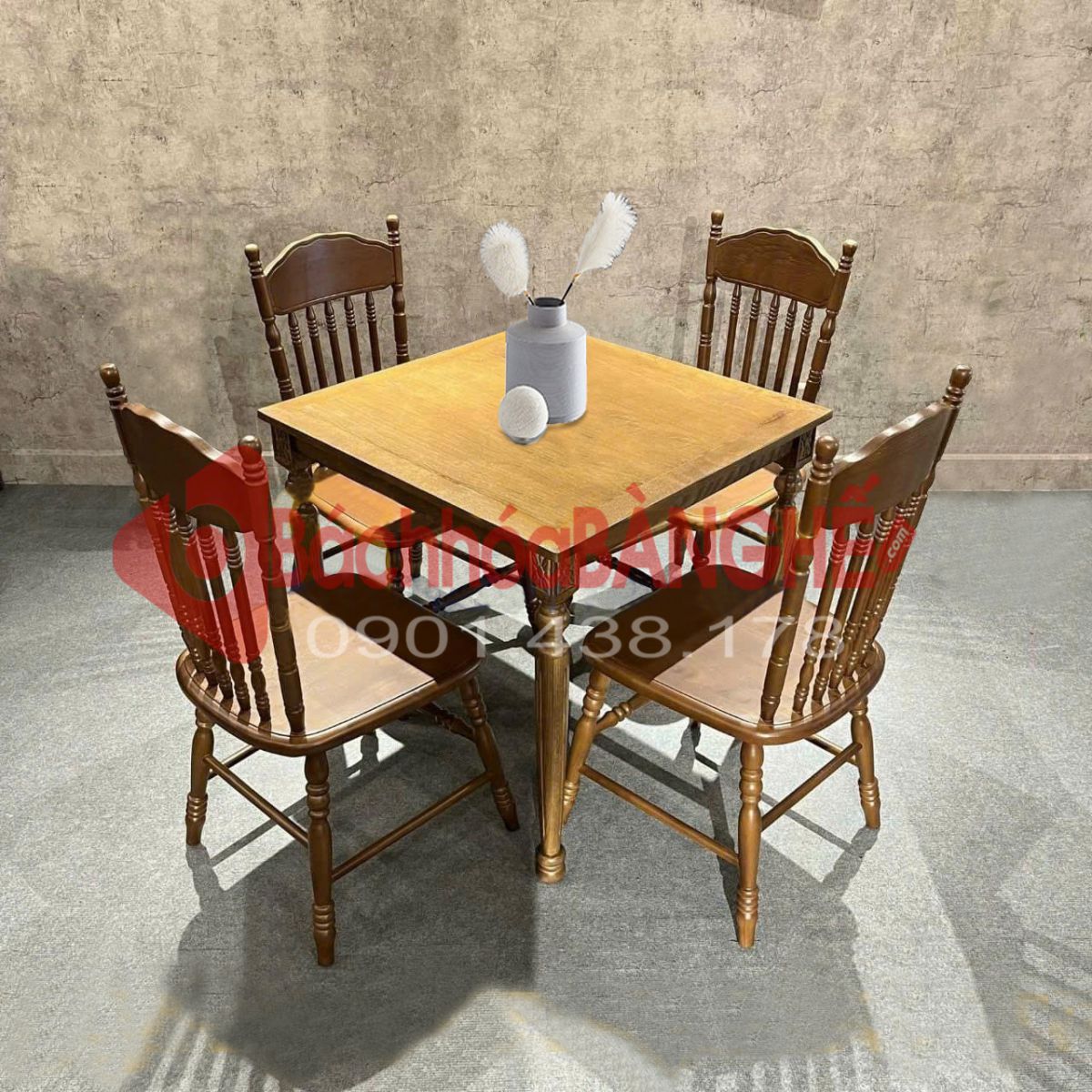 Bộ bàn ghế gỗ cafe nhà hàng khách sạn gỗ cao su 262