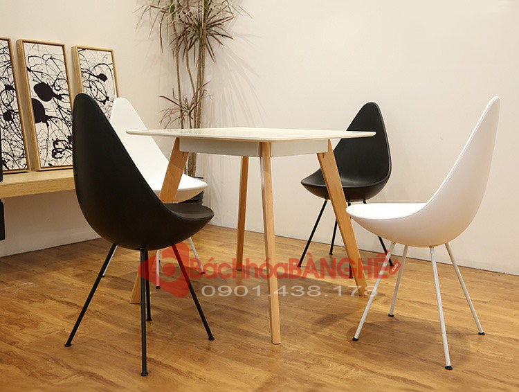 Ghế nhựa chân sắt cafe decor giọt nước GA10