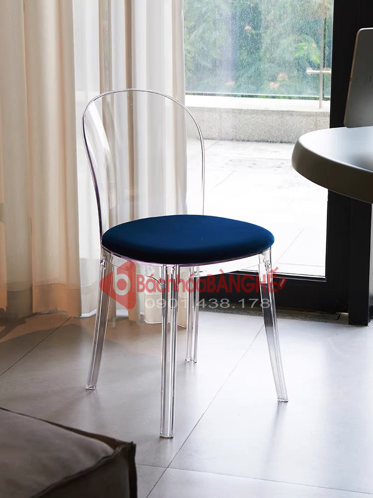 Ghế cafe decor nhựa trong suốt nệm nhung GA04