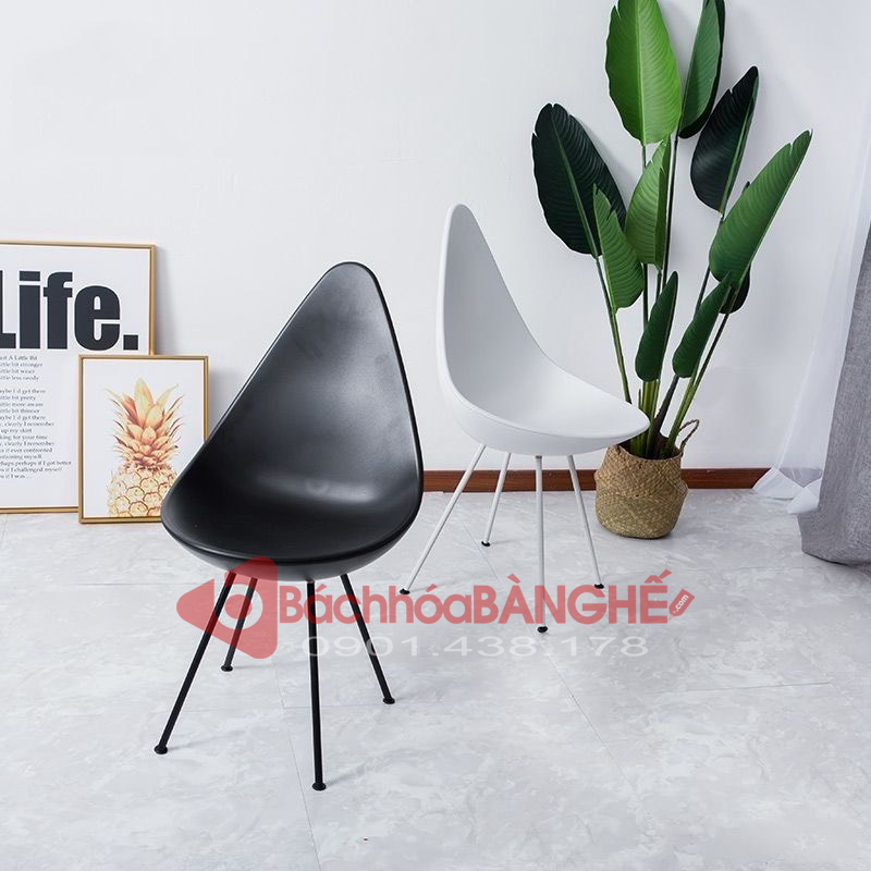 Ghế nhựa chân sắt cafe decor giọt nước GA10