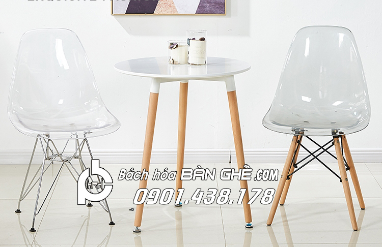 Bộ bàn tròn ghế trong suốt tiếp khách tại HCM