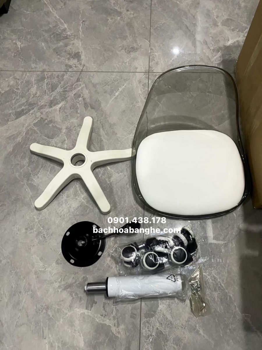 Ghế Gội Đầu – Ghế Nail – Ghế Makeup Làm Đẹp Nhựa Trong Chân Xoay Cao Cấp