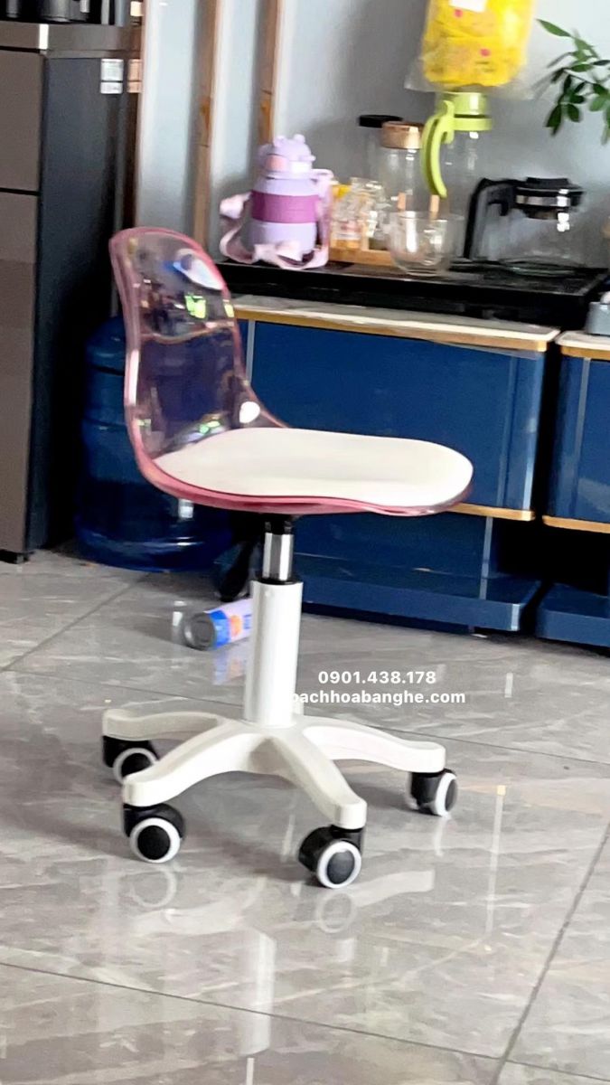 Ghế Gội Đầu – Ghế Nail – Ghế Makeup Làm Đẹp Nhựa Trong Chân Xoay Cao Cấp